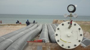 cumana, Emisario submarino, Tuberías Polietileno (PEAD), Instalación de Tuberias